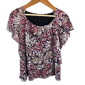 Butterfly Mesh Fairy Grunge Whimsigoth Layered Lettuce Hem Forest Purple 3X